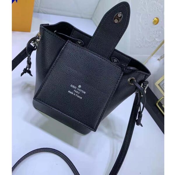 Louis Vuitton LV Women Nano Lockme Bucket Bag Black Grained Calf Leather (4)