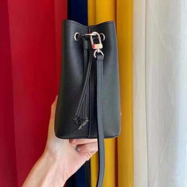 Louis Vuitton LV Women Nano Lockme Bucket Bag Black Grained Calf Leather (6)