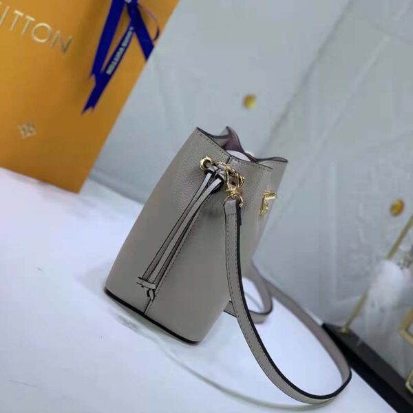 Louis Vuitton LV Women Nano Lockme Bucket Bag Greige Beige Grained Calf (1)
