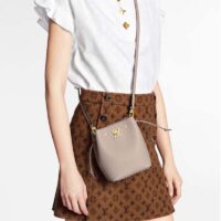 Louis Vuitton LV Women Nano Lockme Bucket Bag Greige Beige Grained Calf (10)