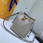 Louis Vuitton LV Women Nano Lockme Bucket Bag Greige Beige Grained Calf - Image 6
