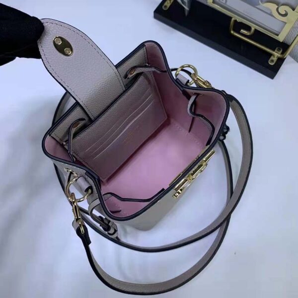 Louis Vuitton LV Women Nano Lockme Bucket Bag Greige Beige Grained Calf (6)