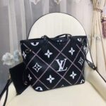 Louis Vuitton LV Women Neverfull MM Tote Black Pink Grained Cowhide Leather - Bild 6