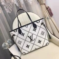 Louis Vuitton LV Women Neverfull MM Tote Crème Beige Grained Cowhide Leather (5)