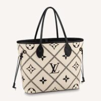 Louis Vuitton LV Women Neverfull MM Tote Crème Beige Grained Cowhide Leather