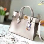 Louis Vuitton LV Women On My Side MM Tote Greige Calfskin Monogram Canvas - Image 4