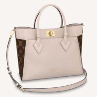 Louis Vuitton LV Women On My Side MM Tote Greige Calfskin Monogram Canvas (5)