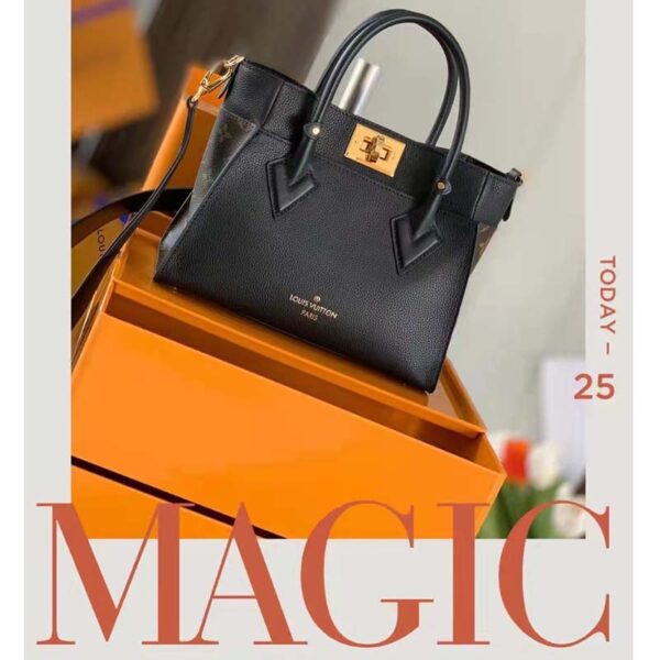 Louis Vuitton LV Women On My Side PM Handbag Black Monogram Coated Canvas Calf (8)