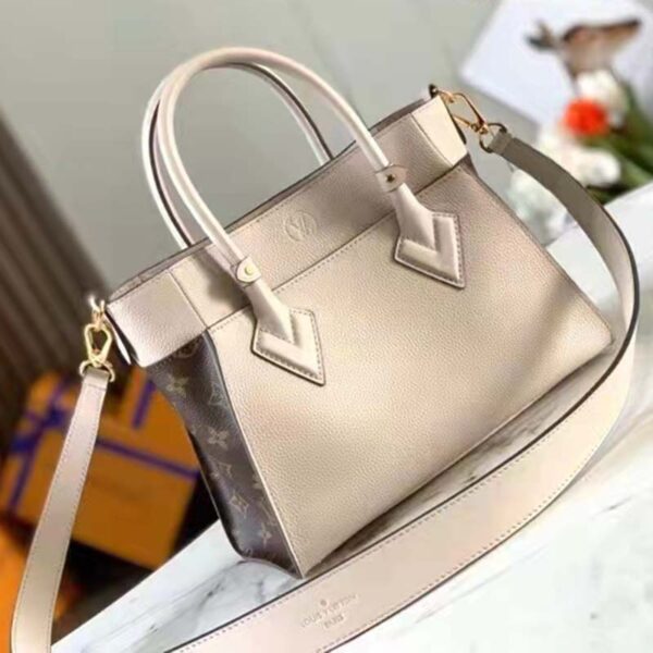 Louis Vuitton LV Women On My Side PM Handbag Greige Monogram Coated Canvas Calf (7)