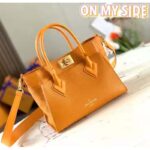 Louis Vuitton LV Women On My Side PM Handbag Orange Monogram Coated Canvas Calf - Image 2