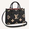 Louis Vuitton LV Women Onthego PM Tote Black Embossed Grained Cowhide Leather