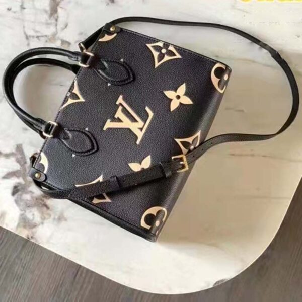 Louis Vuitton LV Women Onthego PM Tote Black Embossed Grained Cowhide Leather (2)