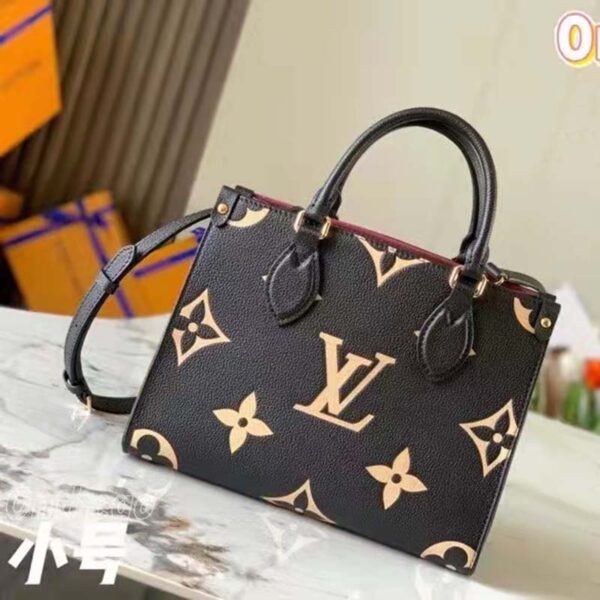 Louis Vuitton LV Women Onthego PM Tote Black Embossed Grained Cowhide Leather (8)