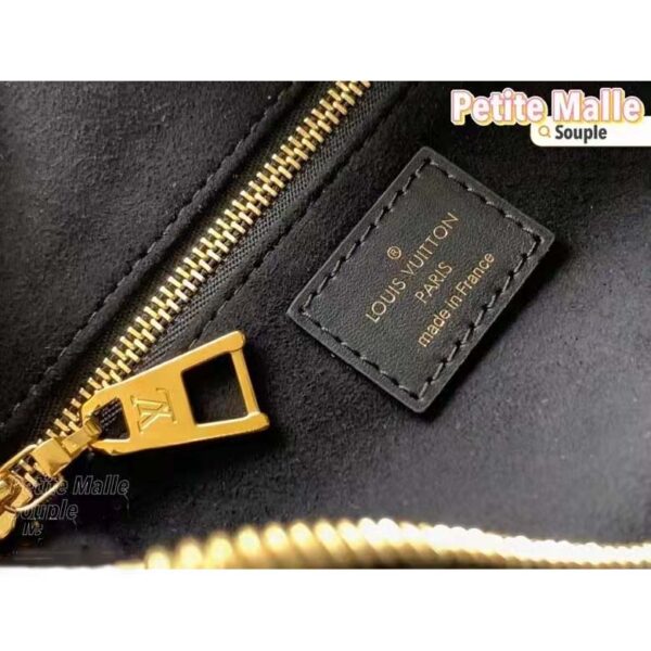 Louis Vuitton LV Women Petite Malle Souple Black Embossed Grained Cowhide Leather (12)