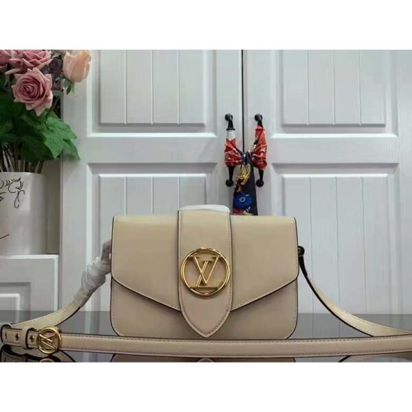 Louis Vuitton LV Women Pont 9 Handbag Cream Smooth Calfskin Cowhide Leather (12)