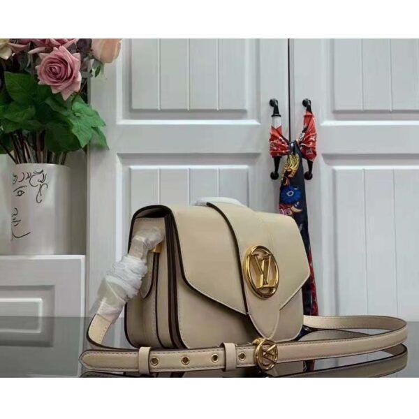 Louis Vuitton LV Women Pont 9 Handbag Cream Smooth Calfskin Cowhide Leather (2)
