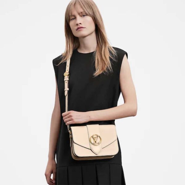 Louis Vuitton LV Women Pont 9 Handbag Cream Smooth Calfskin Cowhide Leather (8)