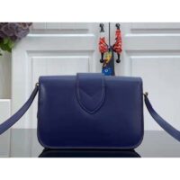 Louis Vuitton LV Women Pont 9 Soft MM Handbag Blue Grained Calfskin (9)