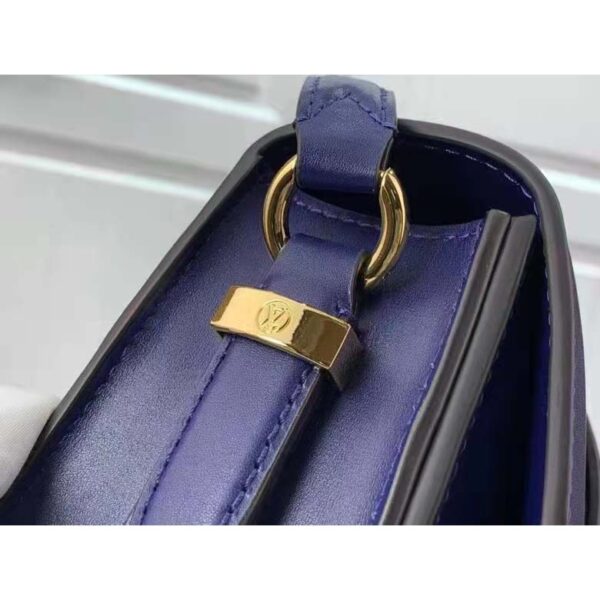 Louis Vuitton LV Women Pont 9 Soft MM Handbag Blue Grained Calfskin (12)