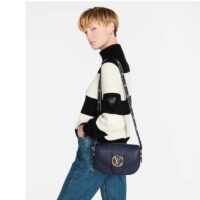 Louis Vuitton LV Women Pont 9 Soft MM Handbag Blue Grained Calfskin (9)