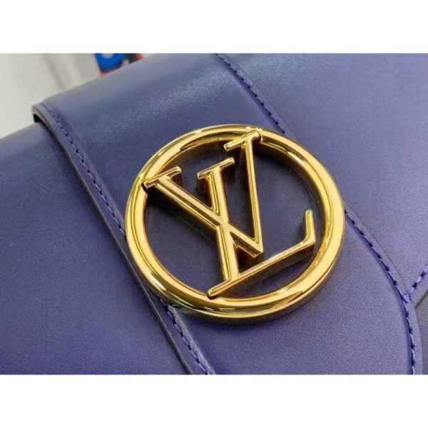 Louis Vuitton LV Women Pont 9 Soft MM Handbag Blue Grained Calfskin (6)