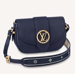 Louis Vuitton LV Women Pont 9 Soft MM Handbag Blue Grained Calfskin