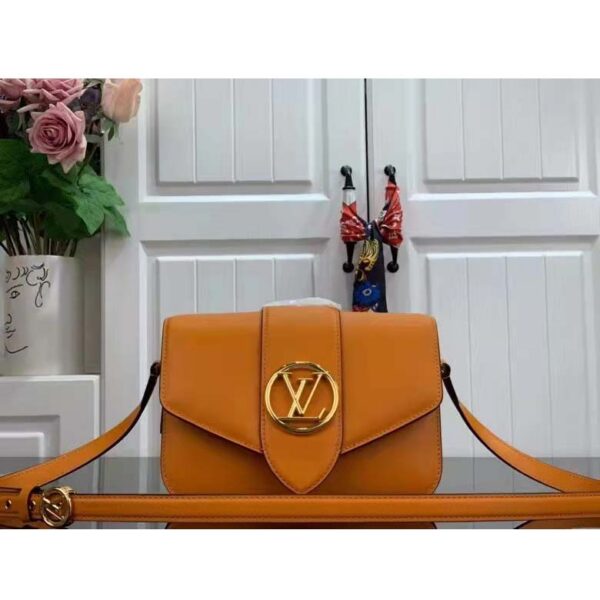 Louis Vuitton LV Women Pont 9 Soft PM Handbag Yellow Grained Calfskin Cowhide (10)