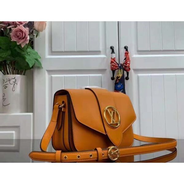 Louis Vuitton LV Women Pont 9 Soft PM Handbag Yellow Grained Calfskin Cowhide (5)