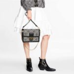 Louis Vuitton LV Women Since 1854 Dauphine MM Handbag Black Monogram Flowers Cowhide - Image 11