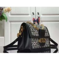 Louis Vuitton LV Women Since 1854 Dauphine MM Handbag Black Monogram Flowers Cowhide (3)