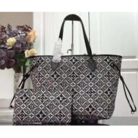 Louis Vuitton LV Women Since 1854 Neverfull MM Tote Black Monogram Flowers Canvas (10)