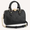 Louis Vuitton LV Women Speedy Bandoulière 20 Black Embossed Grained Cowhide Leather