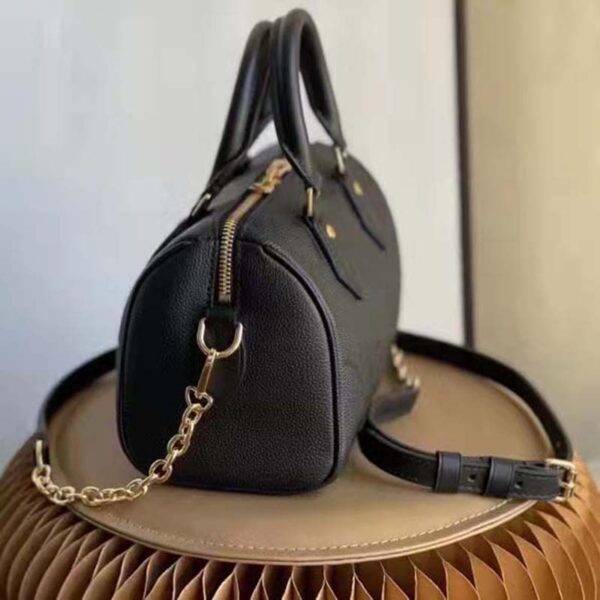 Louis Vuitton LV Women Speedy Bandoulière 20 Black Embossed Grained Cowhide Leather (9)