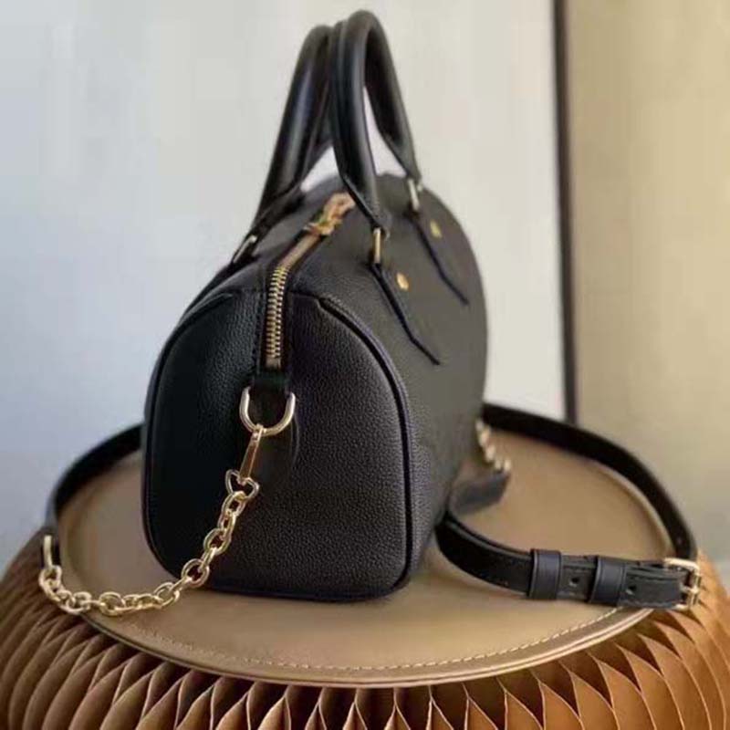 Louis Vuitton LV Women Speedy Bandoulière 20 Black Embossed