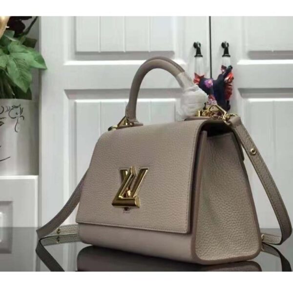 Louis Vuitton LV Women Twist One Handle BB Handbag Greige Grey Taurillon (5)