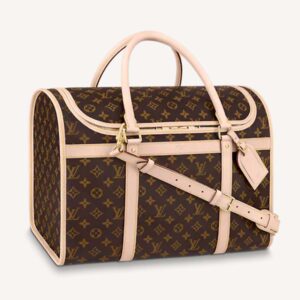 Louis Vuitton Unisex Dog Bag Carrier Brown Monogram Coated Canvas Cowhide Leather