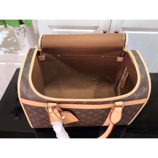 Louis Vuitton Unisex Dog Bag Carrier Brown Monogram Coated Canvas Cowhide Leather (4)