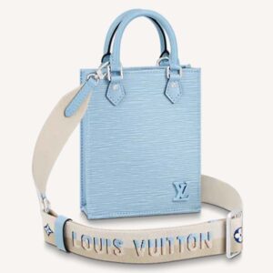 Louis Vuitton Unisex Petit Sac Plat Blue Epi Embossed Supple Grained Cowhide