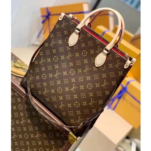 Louis Vuitton Unisex Sac Plat MM Handbag Monogram Coated Canvas Textile Lining (5)