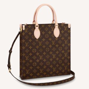 Louis Vuitton Unisex Sac Plat MM Handbag Monogram Coated Canvas Textile Lining