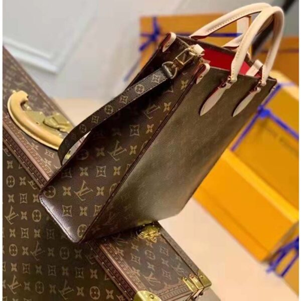 Louis Vuitton Unisex Sac Plat MM Handbag Monogram Coated Canvas Textile Lining (7)