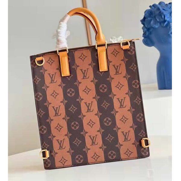 Louis Vuitton Unisex Sac Plat Messenger Bag Monogram Stripes Brown Coated Canvas Cowhide (1)