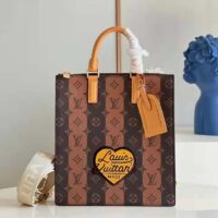 Louis Vuitton Unisex Sac Plat Messenger Bag Monogram Stripes Brown Coated Canvas Cowhide (8)