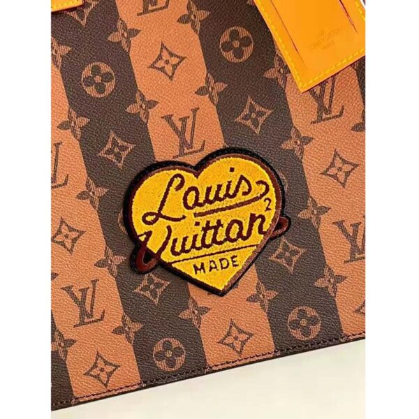 Louis Vuitton Unisex Sac Plat Messenger Bag Monogram Stripes Brown Coated Canvas Cowhide (7)