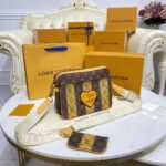 Louis Vuitton Unisex Trio Messenger Bag Monogram Stripes Brown Coated Canvas - Image 3