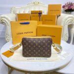 Louis Vuitton Unisex Trio Messenger Bag Monogram Stripes Brown Coated Canvas - Image 5