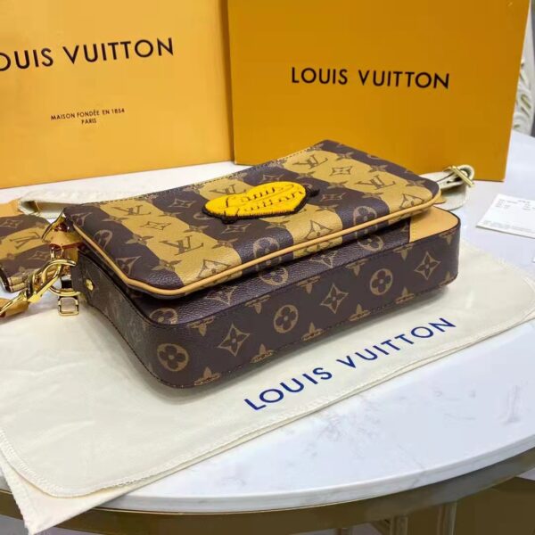 Louis Vuitton Unisex Trio Messenger Bag Monogram Stripes Brown Coated Canvas (13)