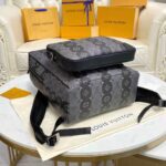 Louis Vuitton Unisex Utilitary Backpack Black Monogram Stripes Eclipse Coated Canvas – Image 5