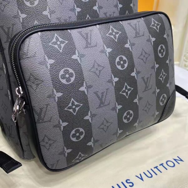 Louis Vuitton Unisex Utilitary Backpack Black Monogram Stripes Eclipse Coated Canvas (14)