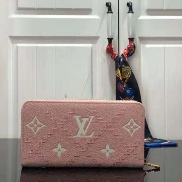 Louis Vuitton Unisex Zippy Wallet Pink Monogram Empreinte Embroidered Cowhide Leather (1)